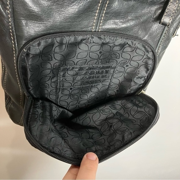 Fossil black leather crossbody bag medium size - Picture 9 of 9